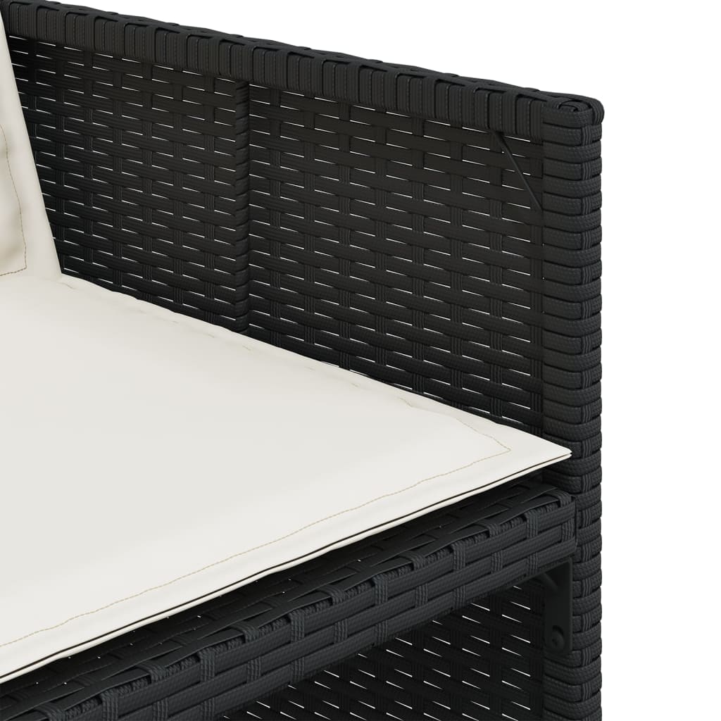 17 részes fekete polyrattan kerti étkezőgarnitúra párnákkal 9
