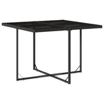 9 részes fekete polyrattan kerti étkezőgarnitúra párnákkal 3