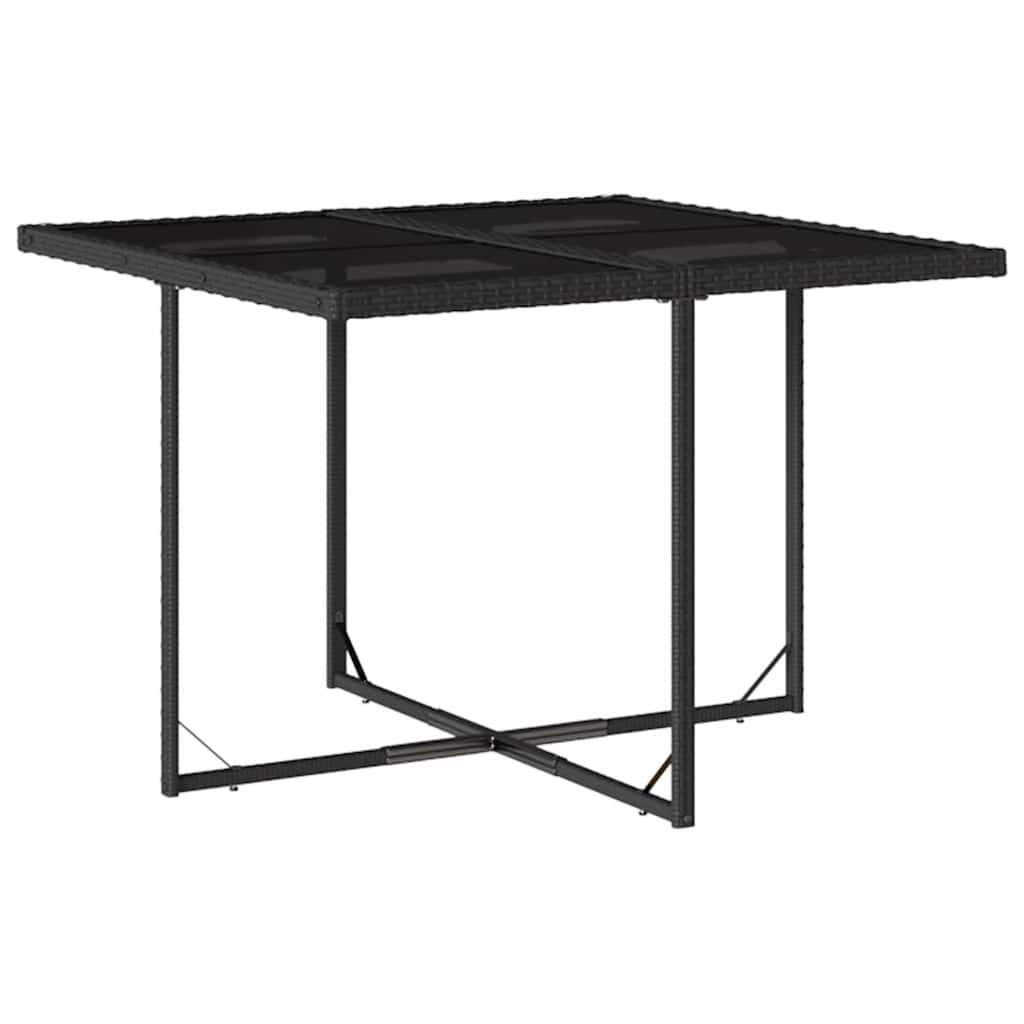 9 részes fekete polyrattan kerti étkezőgarnitúra párnákkal 3