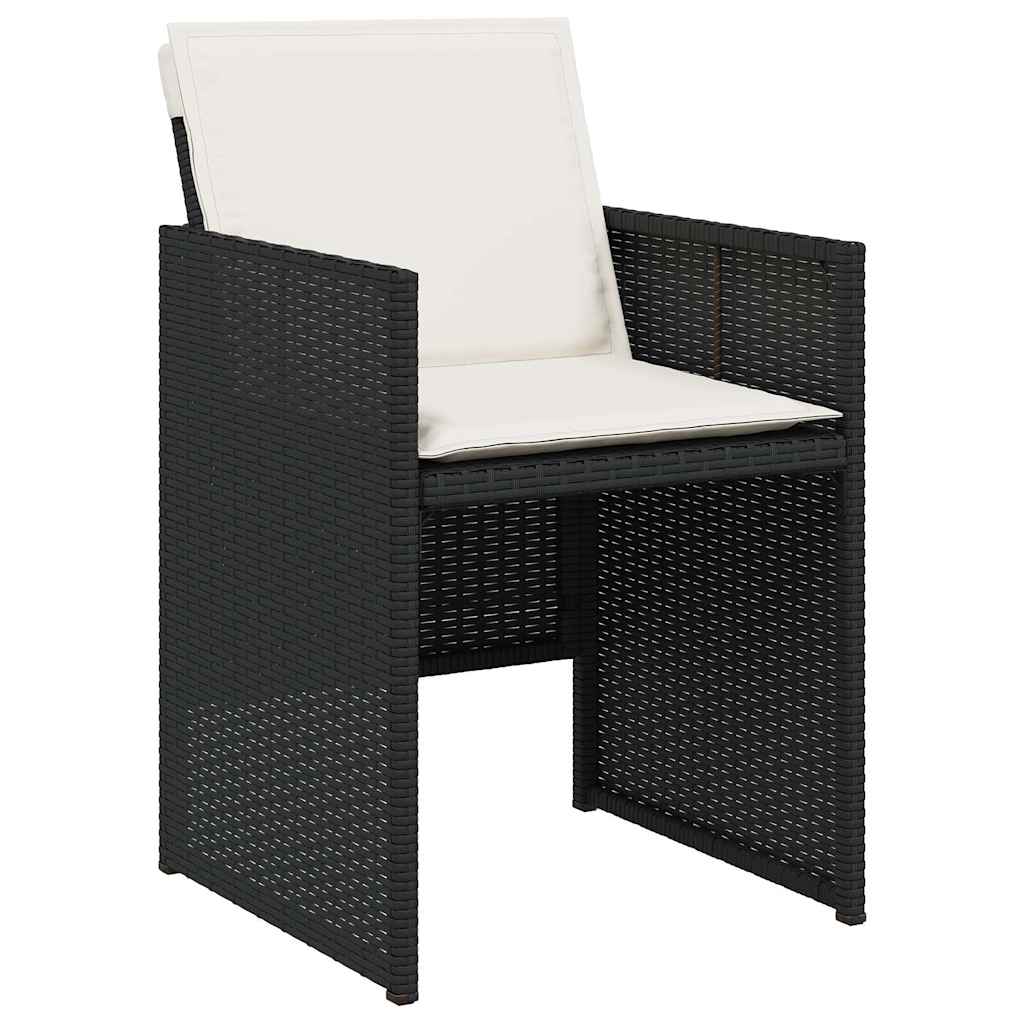 9 részes fekete polyrattan kerti étkezőgarnitúra párnákkal 4