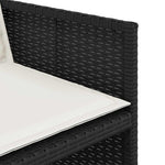 9 részes fekete polyrattan kerti étkezőgarnitúra párnákkal 7