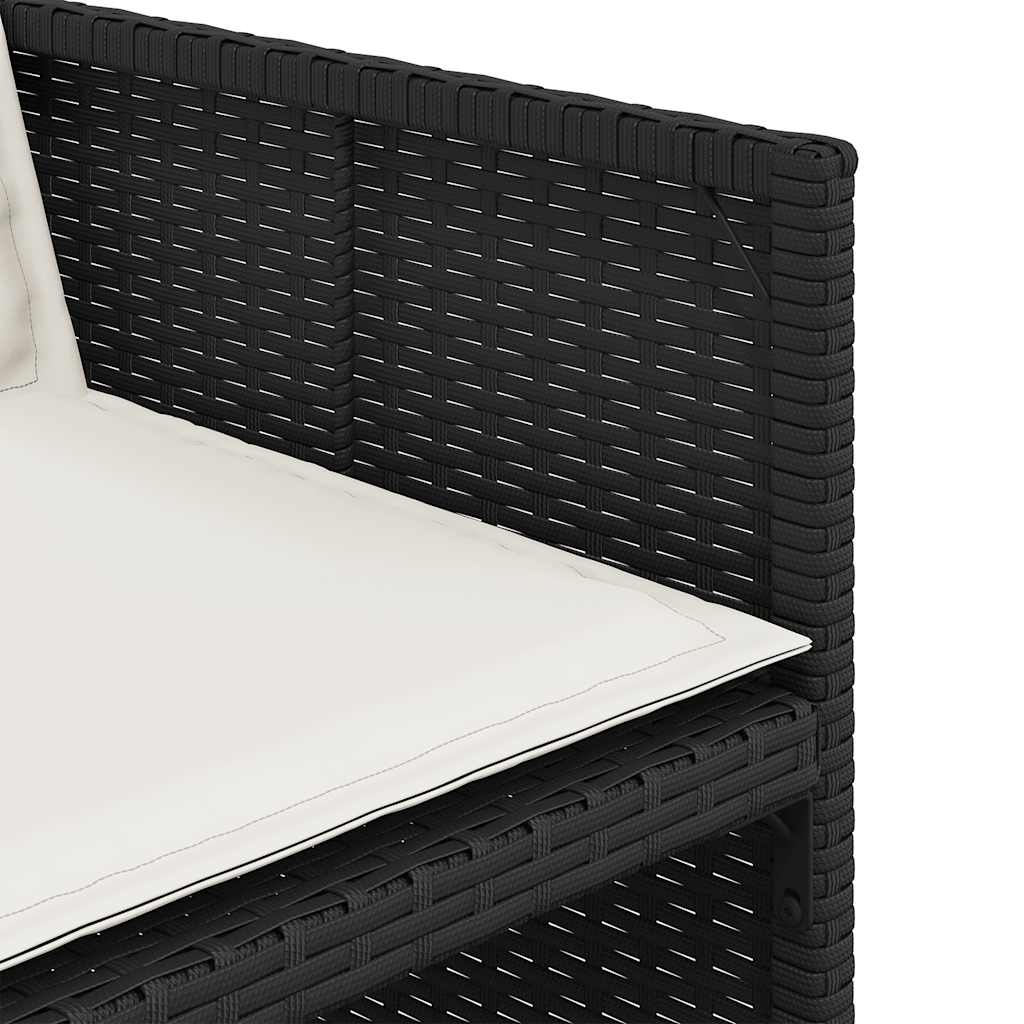 9 részes fekete polyrattan kerti étkezőgarnitúra párnákkal 7