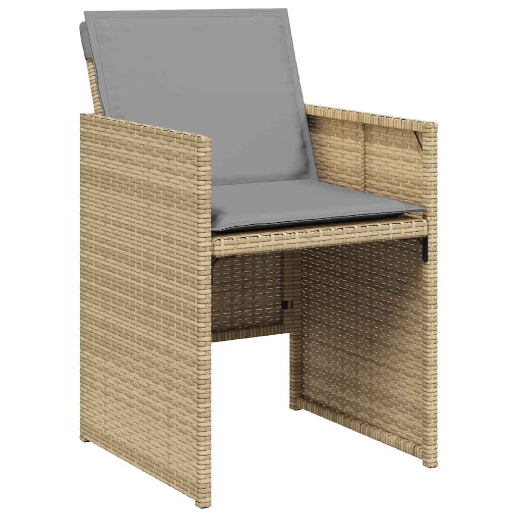 11részes vegyes bézs polyrattan kerti étkezőgarnitúra párnákkal 4