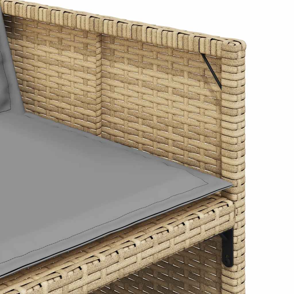 11részes vegyes bézs polyrattan kerti étkezőgarnitúra párnákkal 7