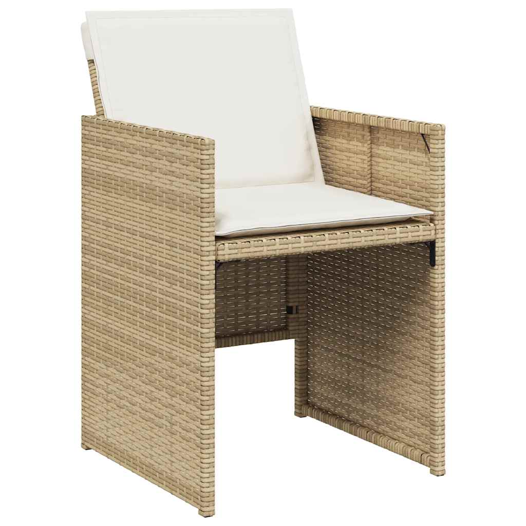 13 részes bézs polyrattan kerti étkezőgarnitúra párnákkal 4
