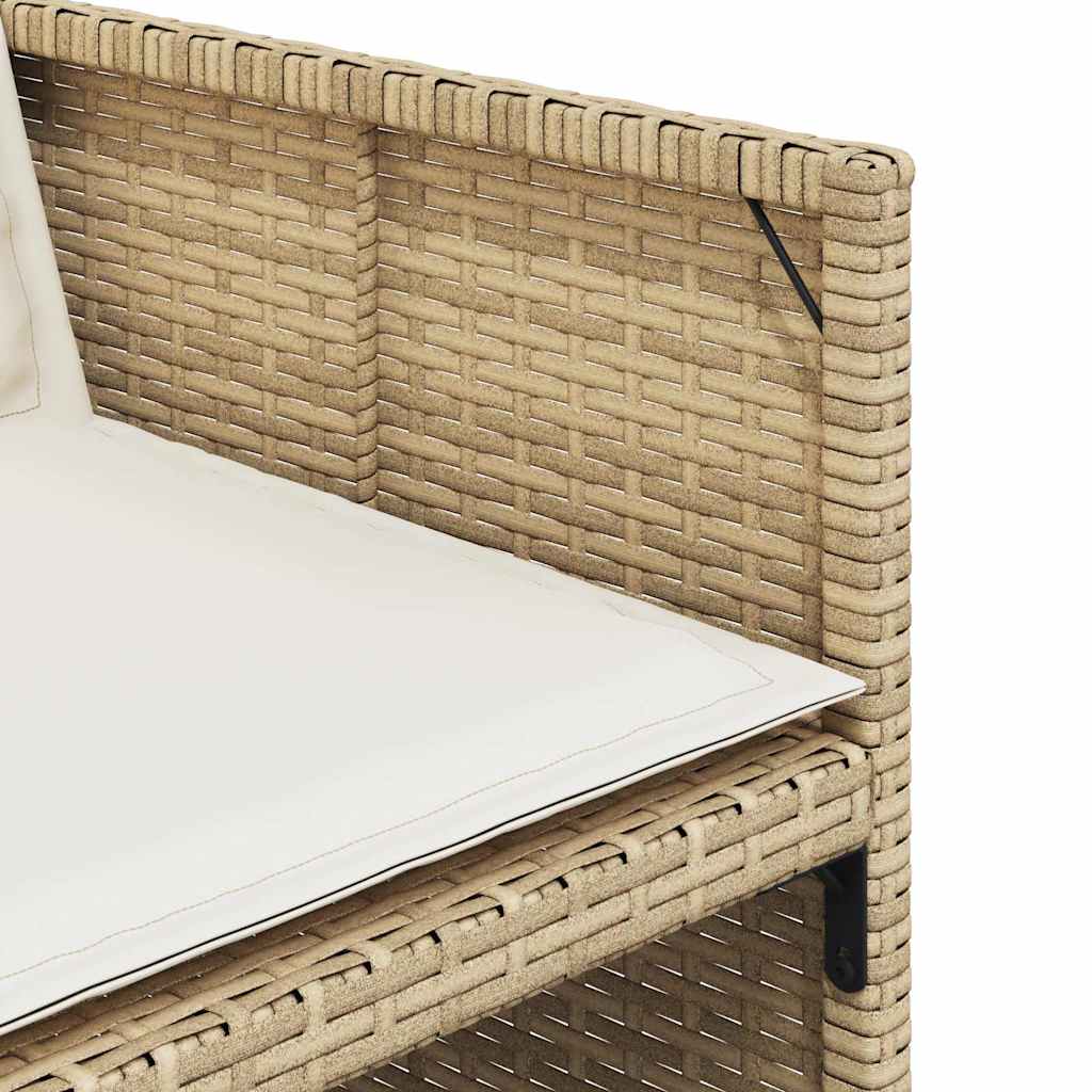 15 részes bézs polyrattan kerti étkezőgarnitúra párnákkal 7