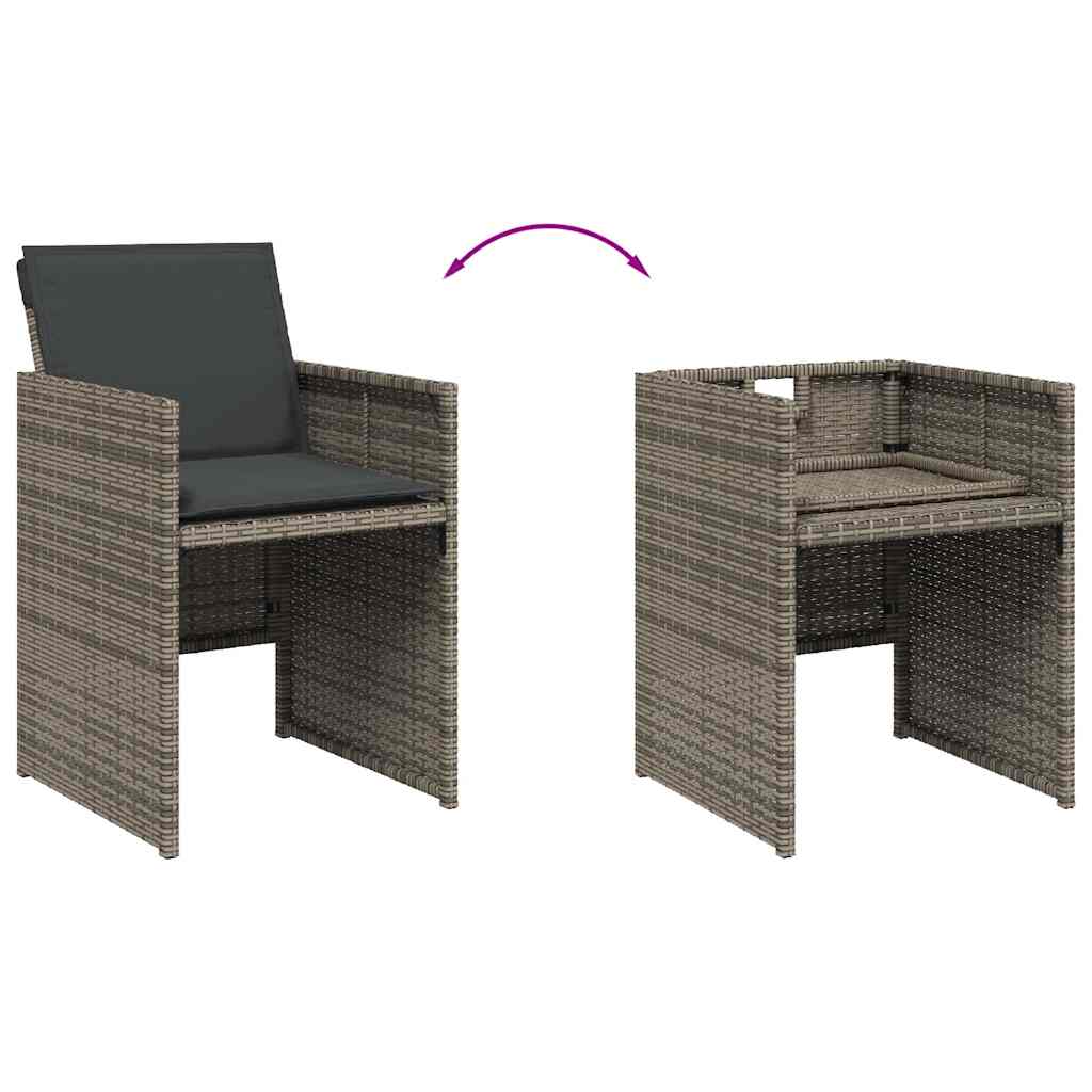 17 részes szürke polyrattan kerti étkezőgarnitúra párnával 5