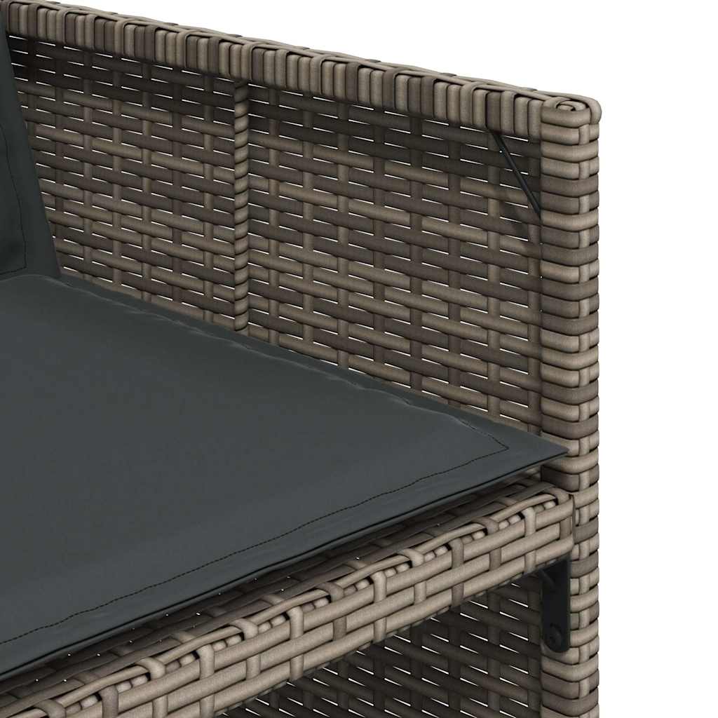 17 részes szürke polyrattan kerti étkezőgarnitúra párnával 7