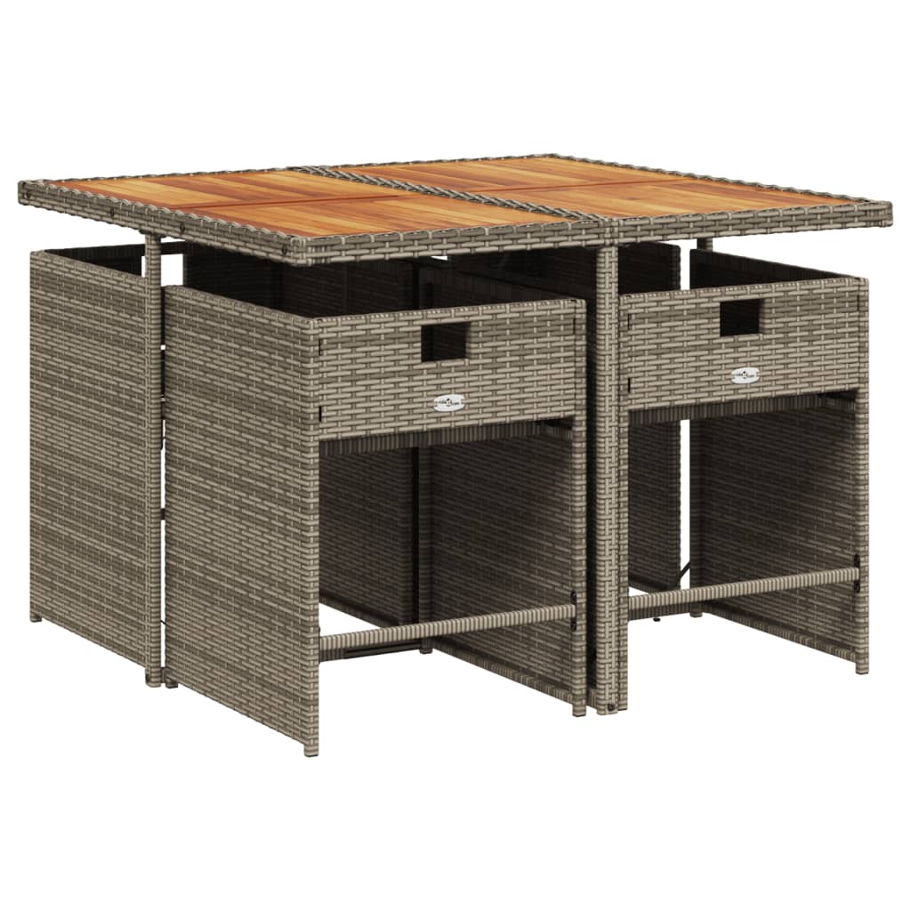 5 részes szürke polyrattan kerti étkezőgarnitúra párnával 3