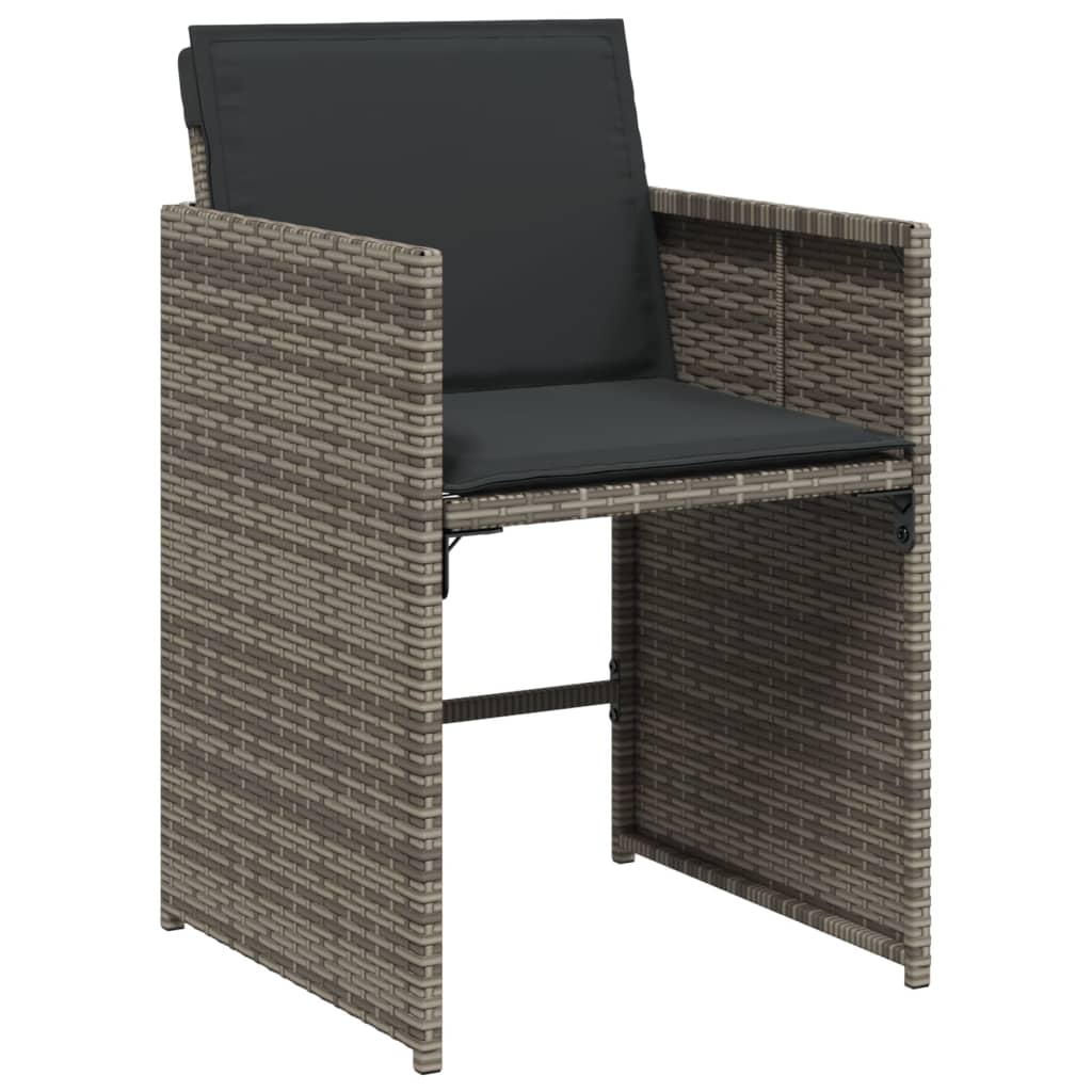 5 részes szürke polyrattan kerti étkezőgarnitúra párnával 5