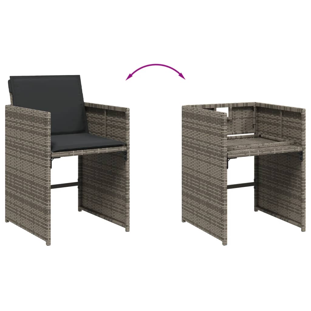 5 részes szürke polyrattan kerti étkezőgarnitúra párnával 6
