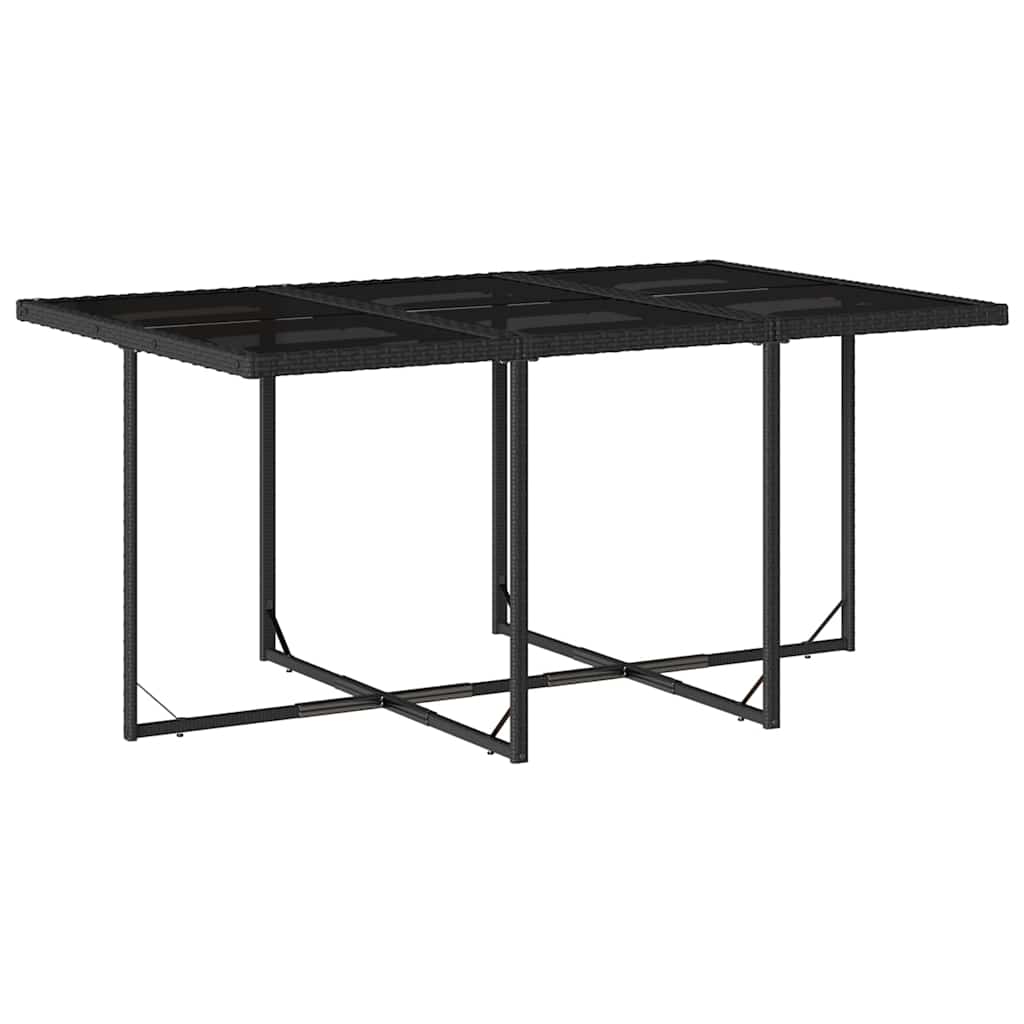 7 részes fekete polyrattan kerti étkezőgarnitúra párnával 4