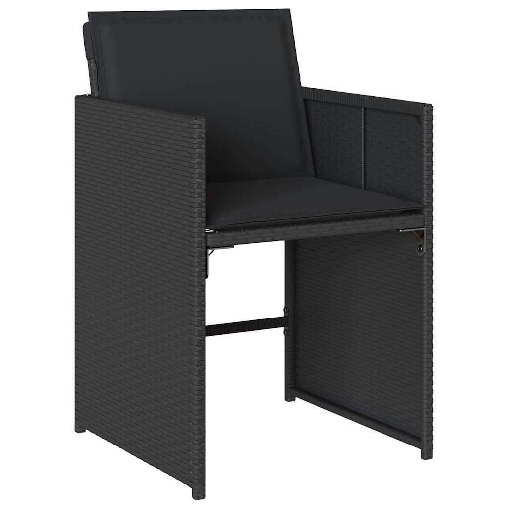 7 részes fekete polyrattan kerti étkezőgarnitúra párnával 5
