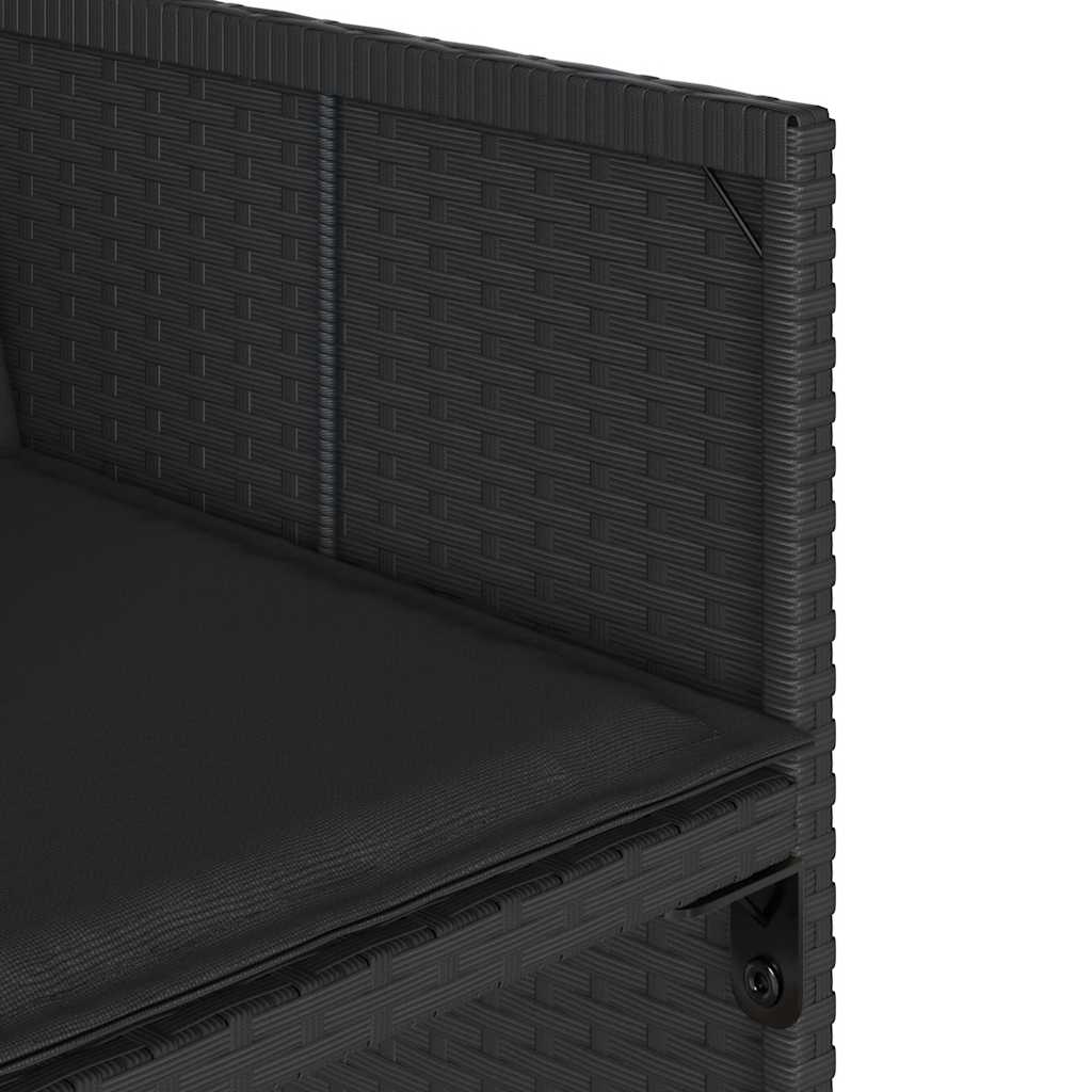 7 részes fekete polyrattan kerti étkezőgarnitúra párnával 8