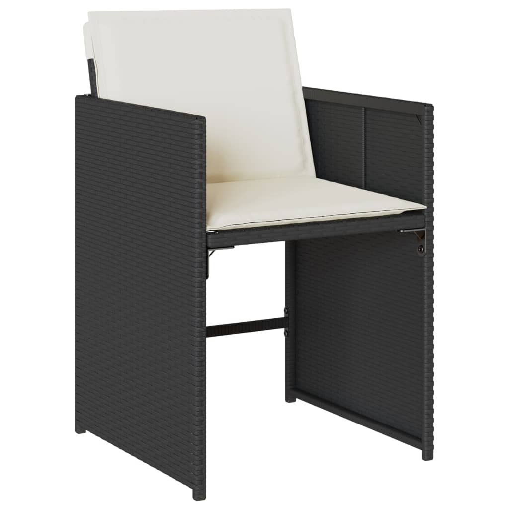 11 részes fekete polyrattan kerti étkezőgarnitúra párnákkal 5