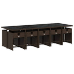 11 részes barna polyrattan kerti ülőgarnitúra párnákkal 3