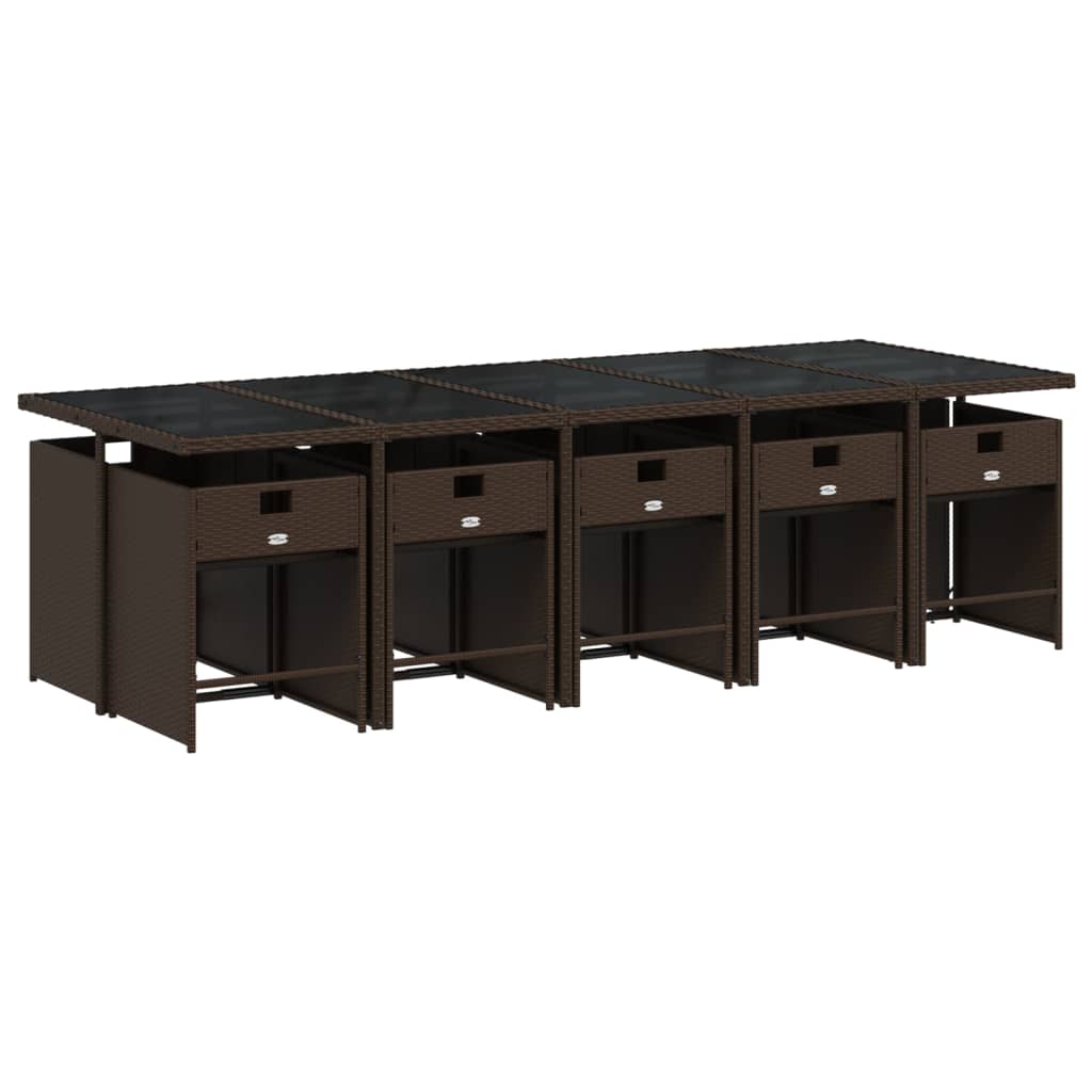 11 részes barna polyrattan kerti ülőgarnitúra párnákkal 3