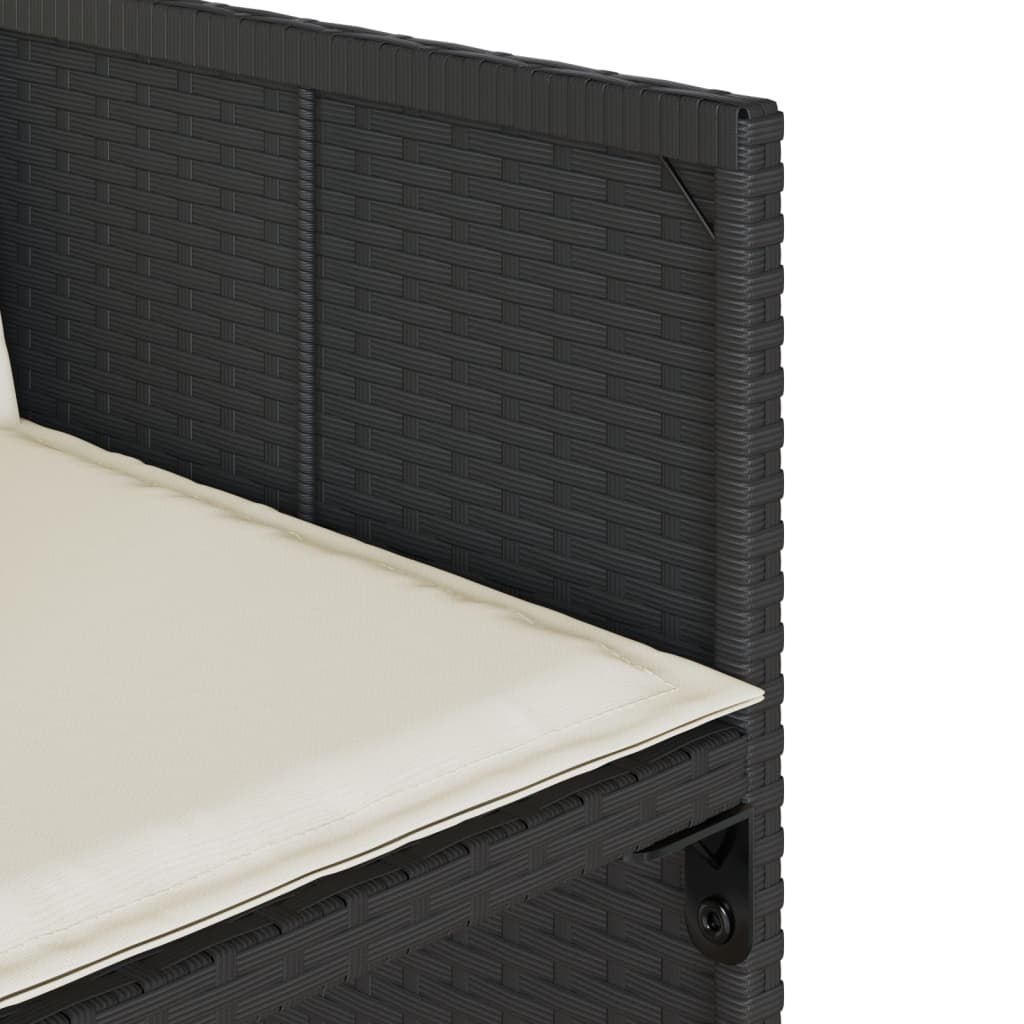 11 részes fekete polyrattan kerti étkezőgarnitúra párnákkal 9