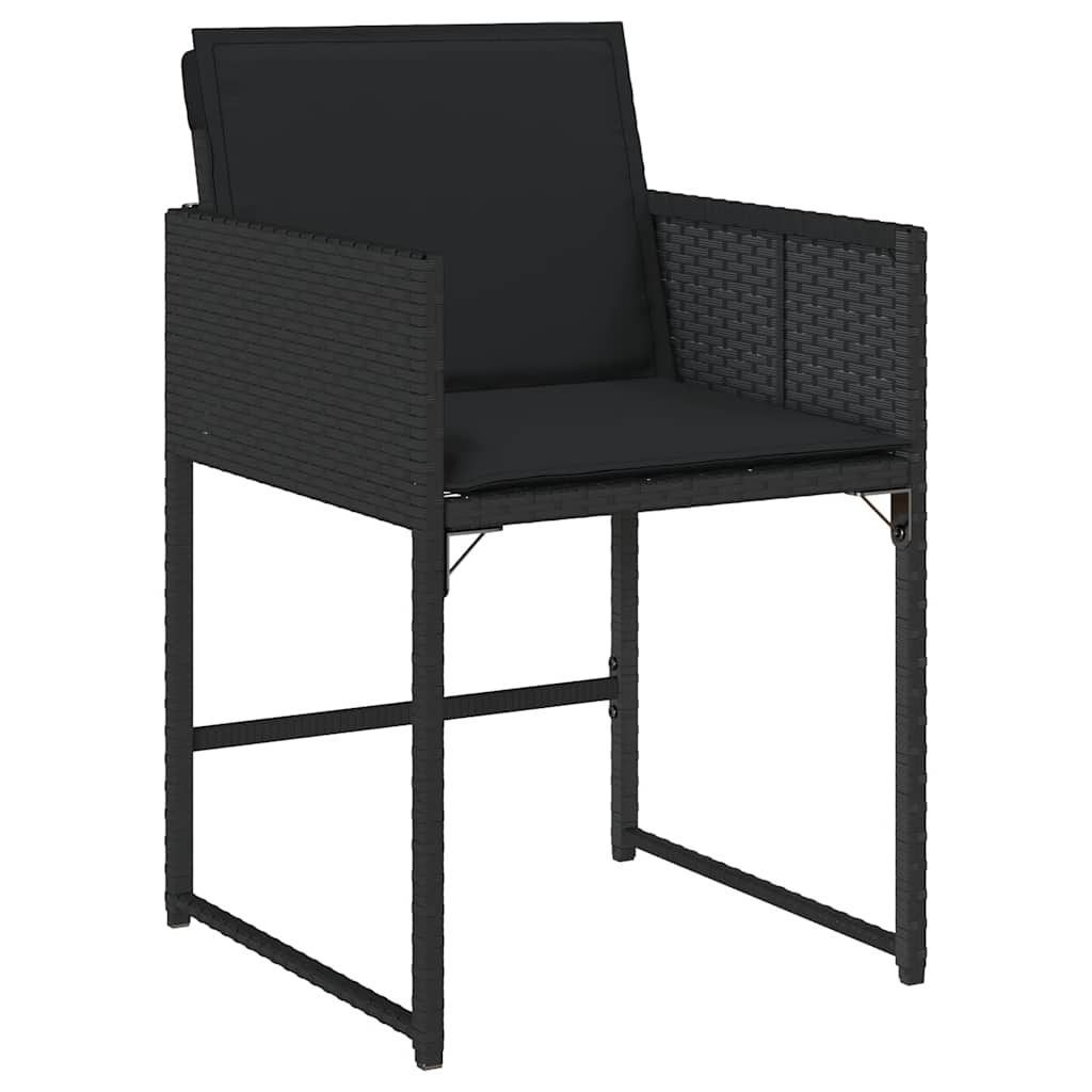 5 részes fekete polyrattan kerti étkezőgarnitúra párnákkal 3