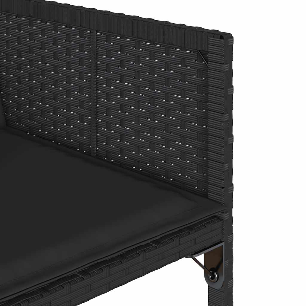 5 részes fekete polyrattan kerti étkezőgarnitúra párnákkal 6