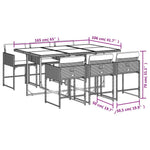 7 részes szürke polyrattan kerti étkezőgarnitúra párnával 9