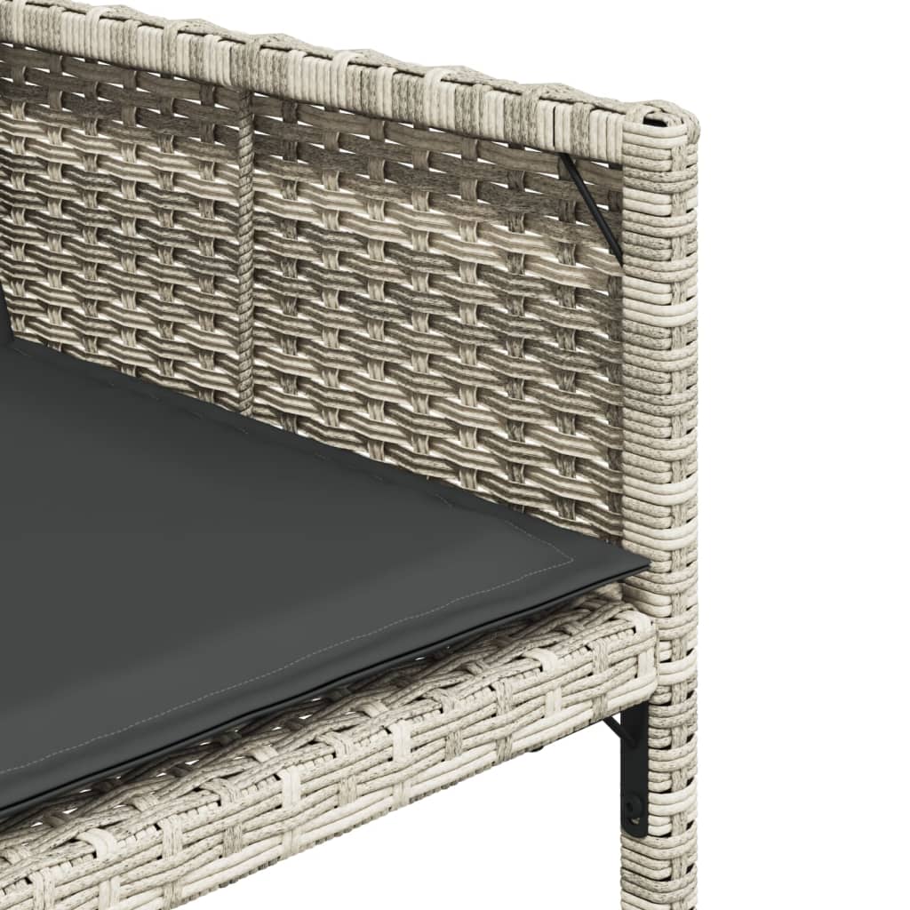 11 részes világosszürke polyrattan kerti ülőgarnitúra párnákkal 7