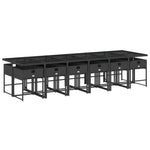 13 részes fekete polyrattan kerti ülőgarnitúra párnákkal 3