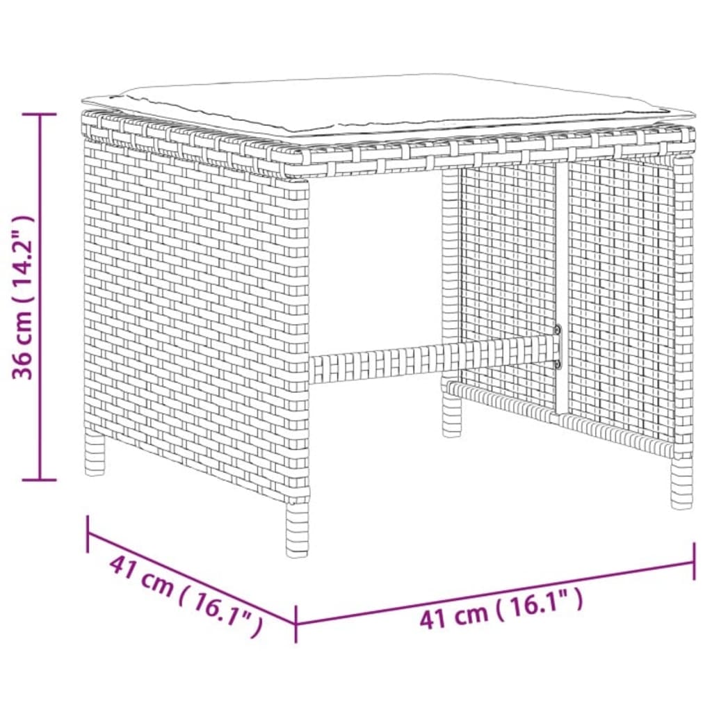 13 db szürke polyrattan kerti étkezőgarnitúra párnákkal 13