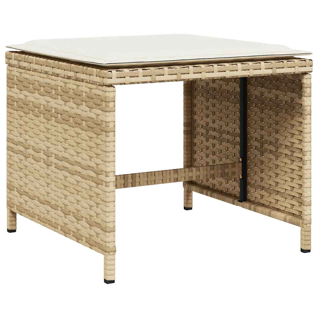 15 részes bézs polyrattan kerti étkezőgarnitúra párnákkal 4