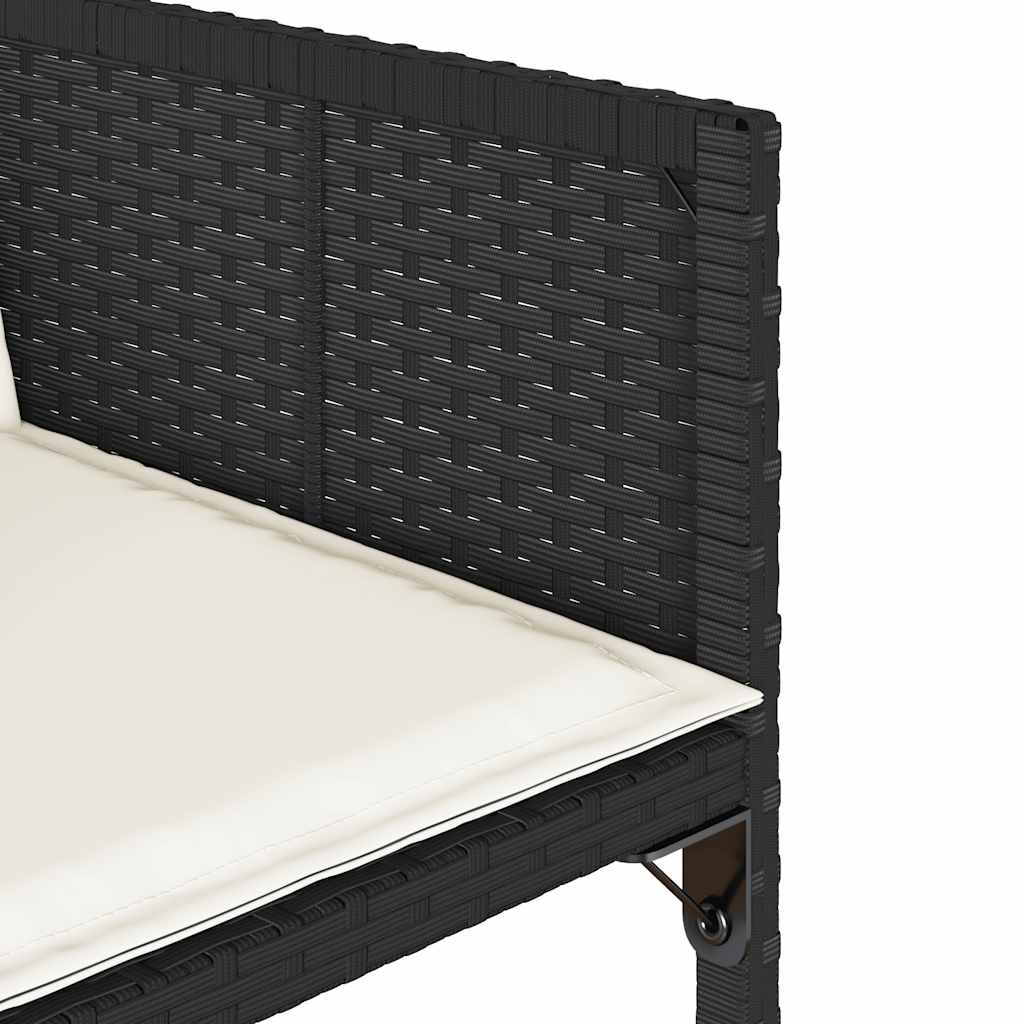 17 részes fekete polyrattan kerti étkezőgarnitúra párnákkal 9