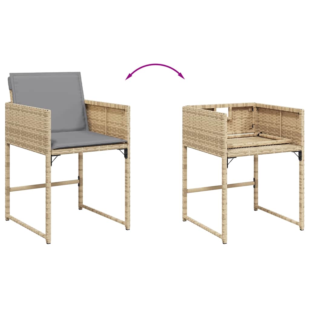11részes vegyes bézs polyrattan kerti étkezőgarnitúra párnákkal 7