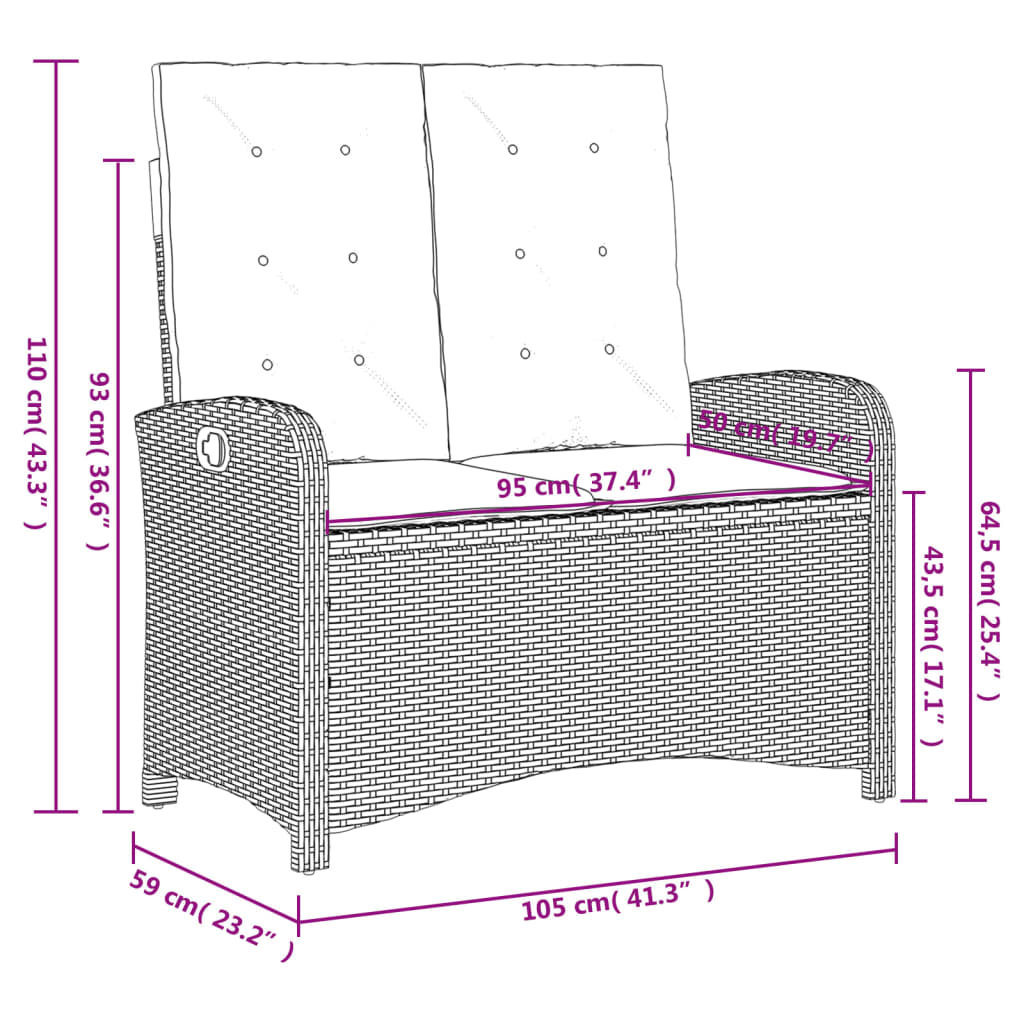 4 részes fekete polyrattan kerti étkezőszett párnákkal 11
