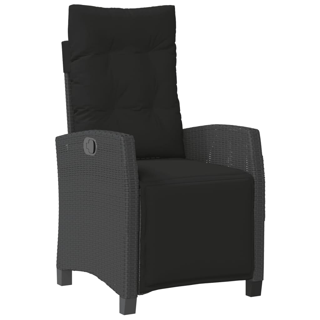 5 részes fekete polyrattan kerti étkezőgarnitúra párnákkal 4