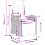 5 részes fekete polyrattan kerti étkezőgarnitúra párnákkal 9