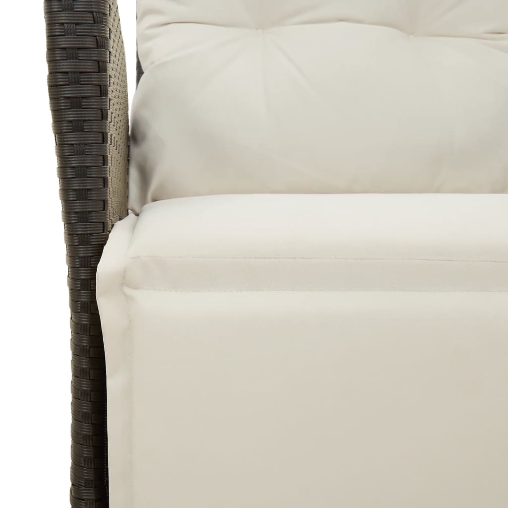 3 részes fekete polyrattan kerti étkezőgarnitúra párnákkal 5