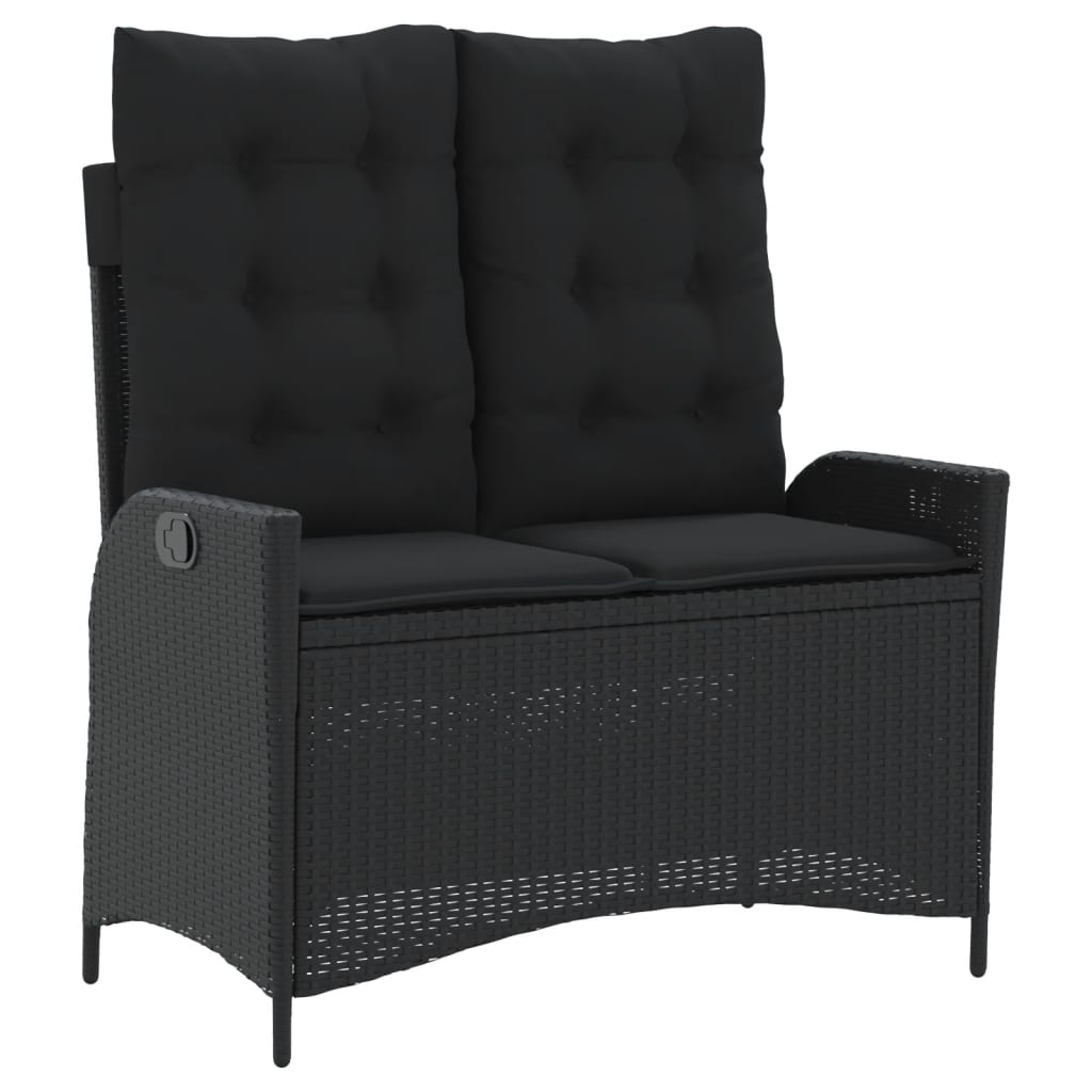 4 részes fekete polyrattan kerti étkezőszett párnákkal 4