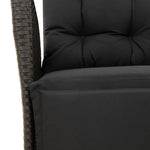 4 részes fekete polyrattan kerti étkezőszett párnákkal 8