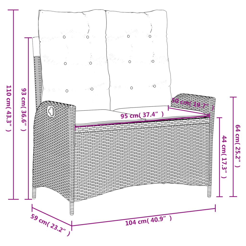 4 részes fekete polyrattan kerti étkezőszett párnákkal 11
