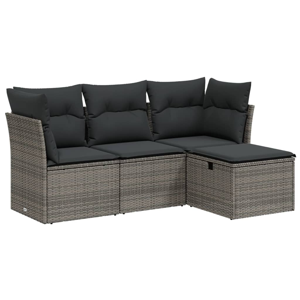 4 részes szürke polyrattan kerti ülőgarnitúra párnákkal 2