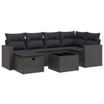 7 részes fekete polyrattan kerti ülőgarnitúra párnával 2