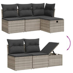 7 részes világosszürke polyrattan kerti ülőgarnitúra párnákkal 3