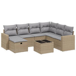 8 részes vegyes bézs polyrattan kerti ülőgarnitúra párnákkal 2