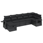 7 részes fekete polyrattan kerti ülőgarnitúra párnával 2
