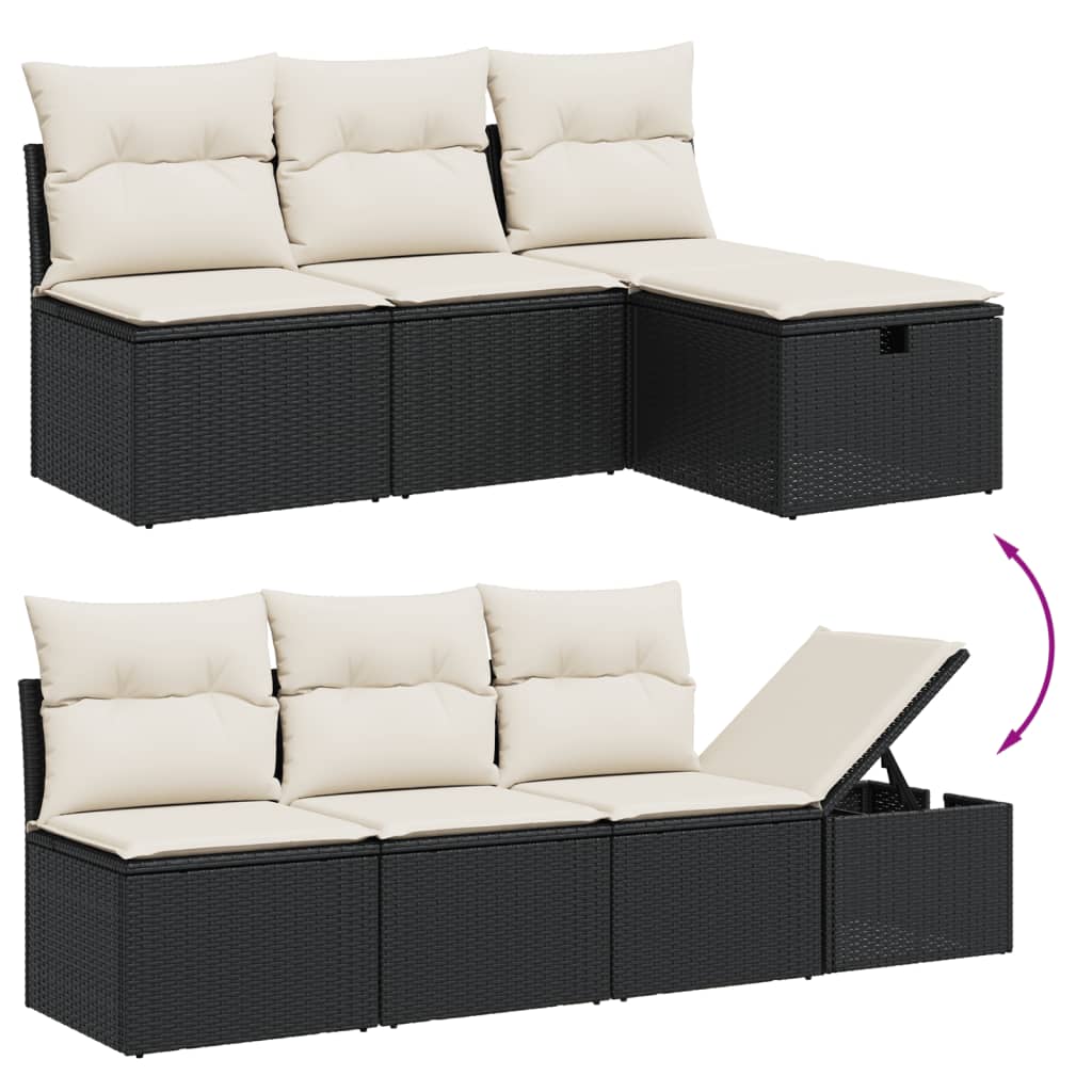8 részes fekete polyrattan kerti ülőgarnitúra párnákkal 3