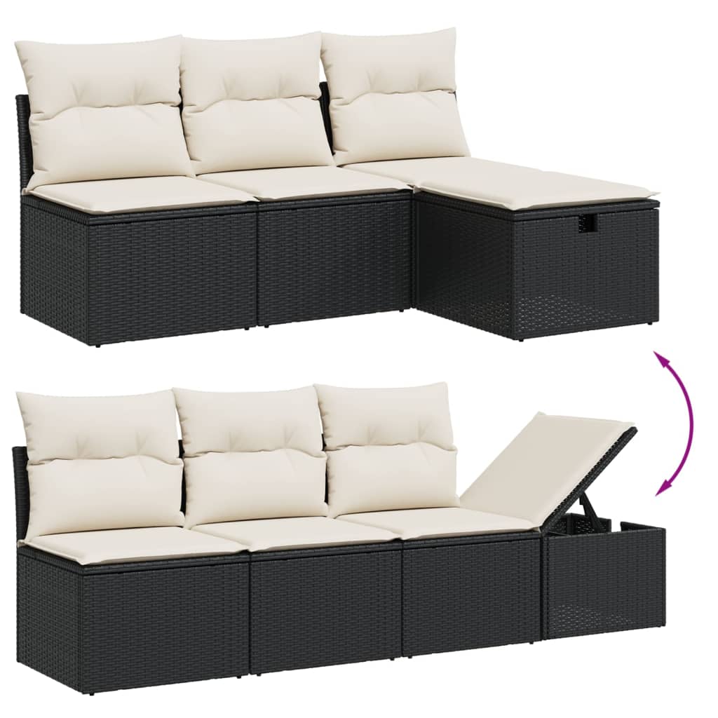 8 részes fekete polyrattan kerti ülőgarnitúra párnákkal 3