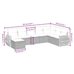 8 részes fekete polyrattan kerti ülőgarnitúra párnákkal 4