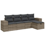 5 részes világosszürke polyrattan kerti ülőgarnitúra párnákkal 2