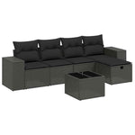 6 részes fekete polyrattan kerti ülőgarnitúra párnákkal 2