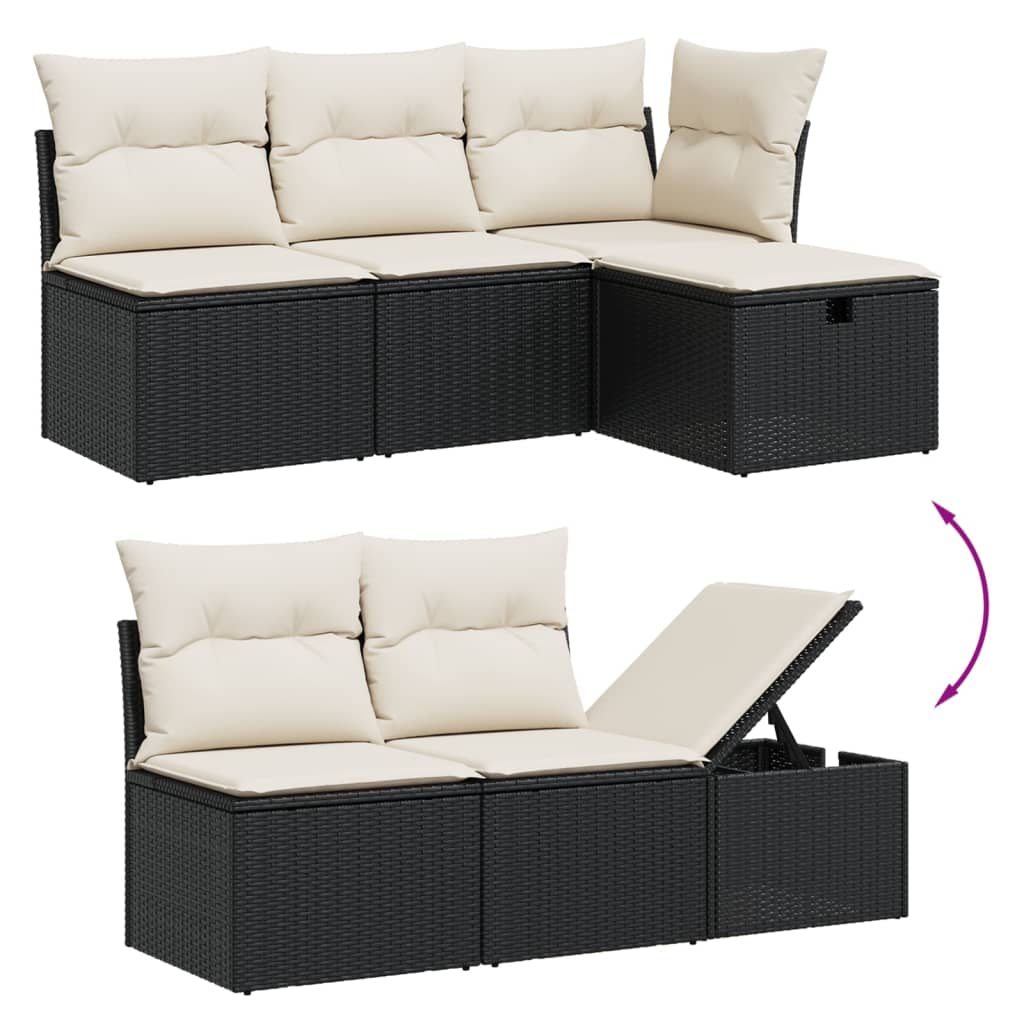 7 részes fekete polyrattan kerti ülőgarnitúra párnával 3