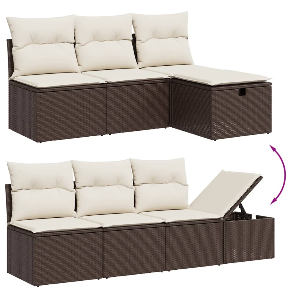 7 részes barna polyrattan kerti ülőgarnitúra párnákkal 3